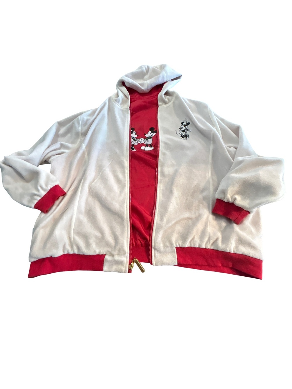 Disney Bradford Exchange Mickey & Minnie Reversible Fleece Satin Jacket 2X